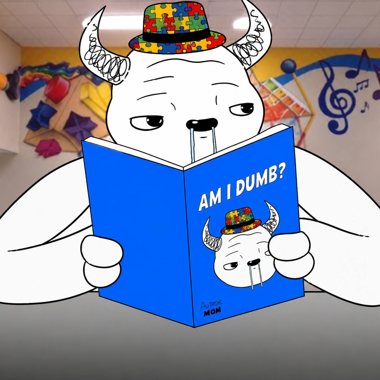 Bulltism reading a blue book